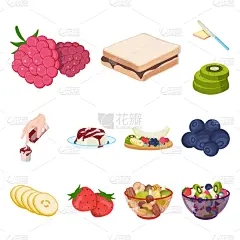 甜点心,芳香的,漫画,计算机图标,莴苣,面包,食品,收集,布置,烹调