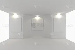 在库中的白墙上帆布