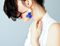 土耳其设计师Ebru 皇家蓝蕾丝田园花朵婚礼精巧耳环 Cerreto