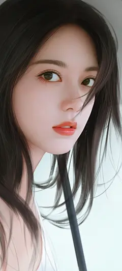手绘长发美女高清全屏手机桌面壁纸