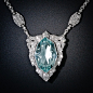 Art Deco Aquamarine and Diamond Necklace