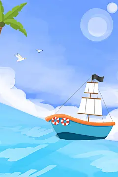 手绘卡通国际航海日海报