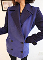 #气质呢子大衣# merry2013初春新款 内里加厚绒好品质 撞色双排扣呢子外套 http://www.tiao1000.com/blog/158472