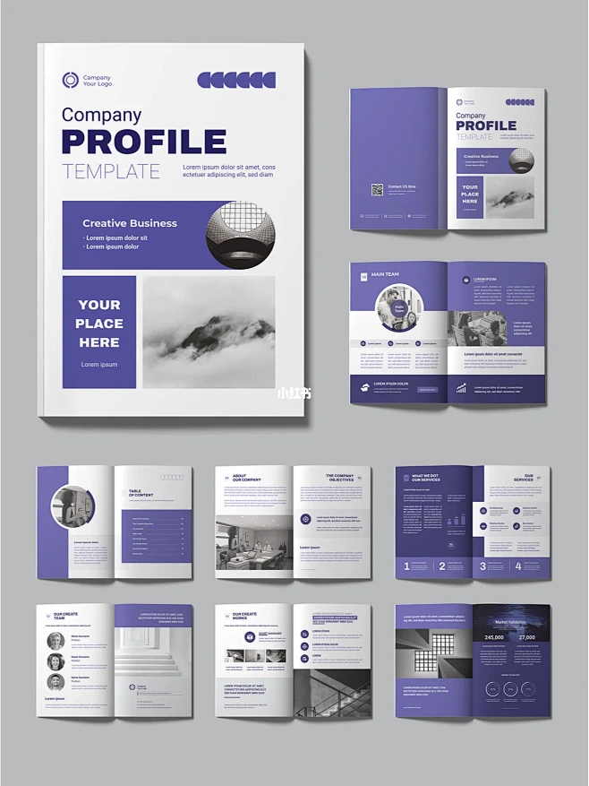 紫色调企业公司品牌画册宣传册设计接单