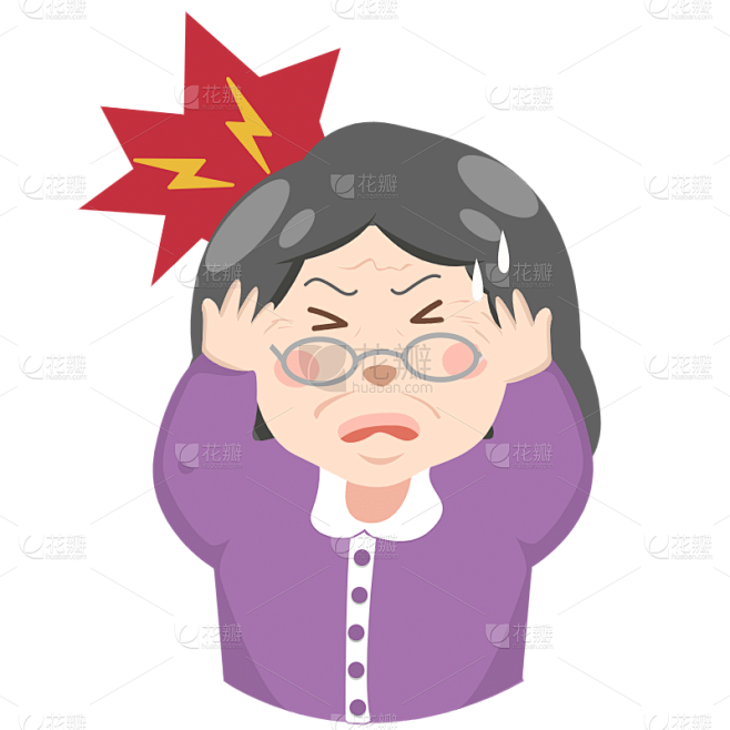 卡通-生病老人人物插画5图片_人物元素图片素材-花瓣网