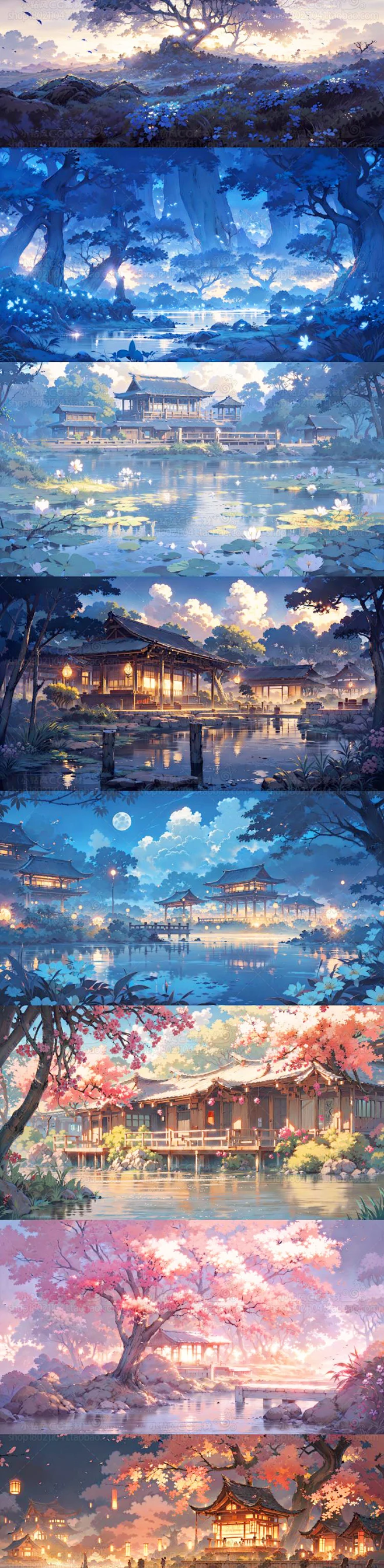 AI唯美古风场景概念设计素材 背景绘画临摹 影视游戏美术设定资源-花瓣网
