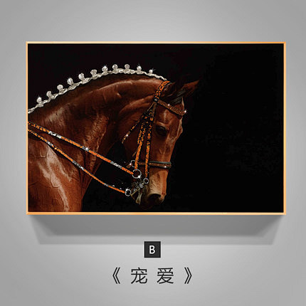 轻奢动物装饰画客厅背景墙壁画大气样板间晶...