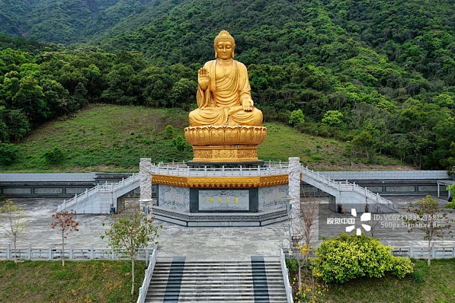 广东省汕尾市海丰县海城镇莲花山森林公园鸡鸣寺航拍图片素材-花瓣网