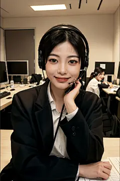 职场女性客服人物肖像摄影图