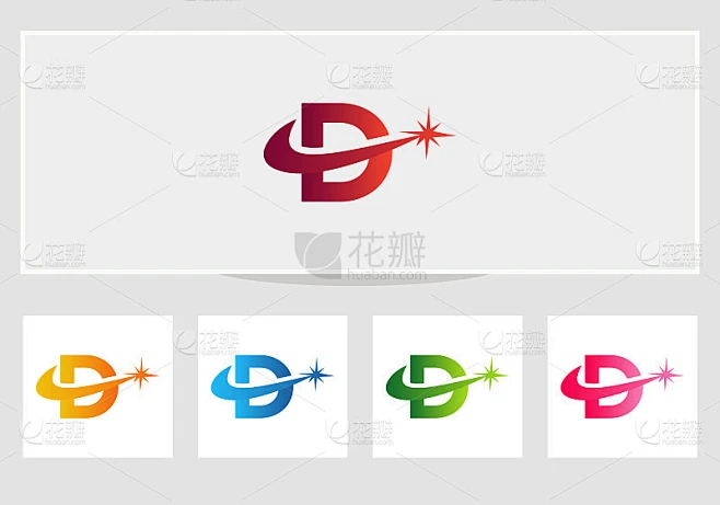 Spark D标志设计。D字母标志设计采用火花概念。素材-花瓣网