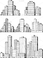 建筑外部,城市生活,黑色,建筑,图像,矢量,芝加哥市,摩天大楼,市区,绘制