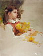 理查德·斯契米德（Richard Schmid）作品（附写生过程）
小女孩，泰迪熊
油画