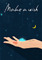 Paco_Yao 原创插画 禁止商用 GIF动图 流星 make a wish 许个愿