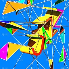 爵士音乐。背景模板的音乐会海报，专辑封面。3D彩色字母，几何形状，三角形。