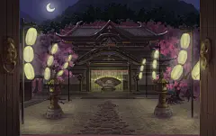 古风小场景，夜间-Mr条纸_原创_涂鸦王国插画