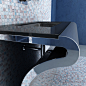 就只用了一条直线和一条曲线结合，就勾勒出了一个洗手台，曲线的形状也非常的优美,浴室,现代,极简