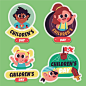 Flat childrens day labels collection