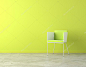 绿色简单的室内装饰和椅子和副本纵横墙