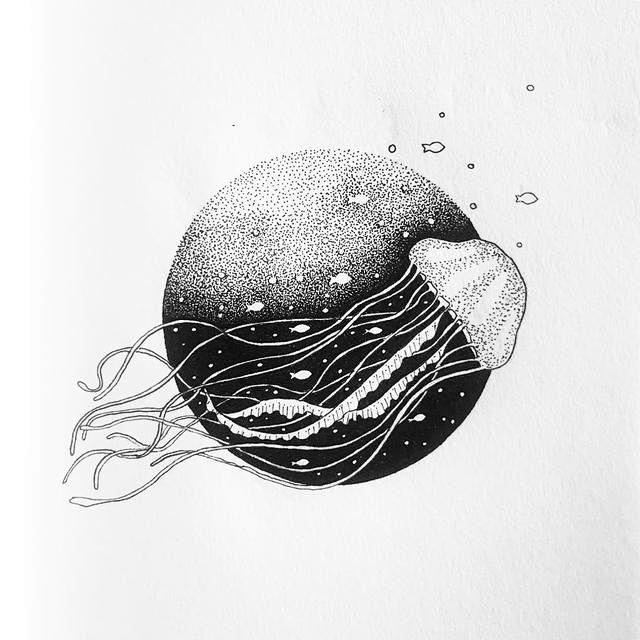 梦幻黑白插画喜欢的转bytamfarrell