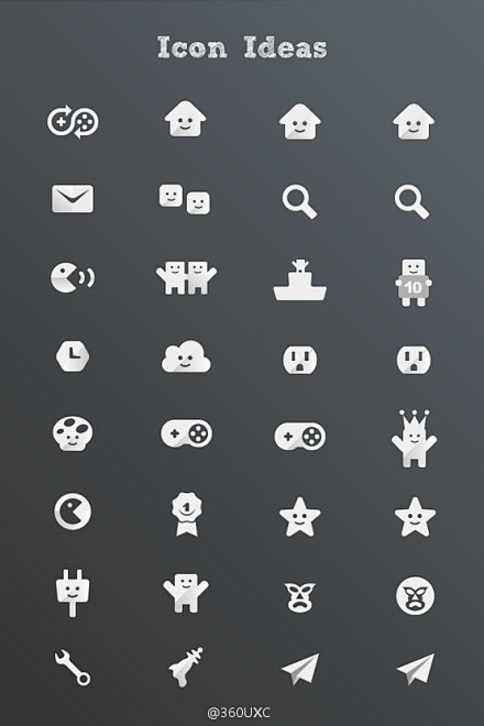 #UXC分享#一套有表情的图标，一弧两点...