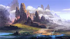 中国风山水地形地貌树木森林图集原画插画CG图片素材合集美术资料 – ACG图包网