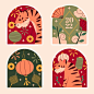 Chinese new year stickers collection Free Vector