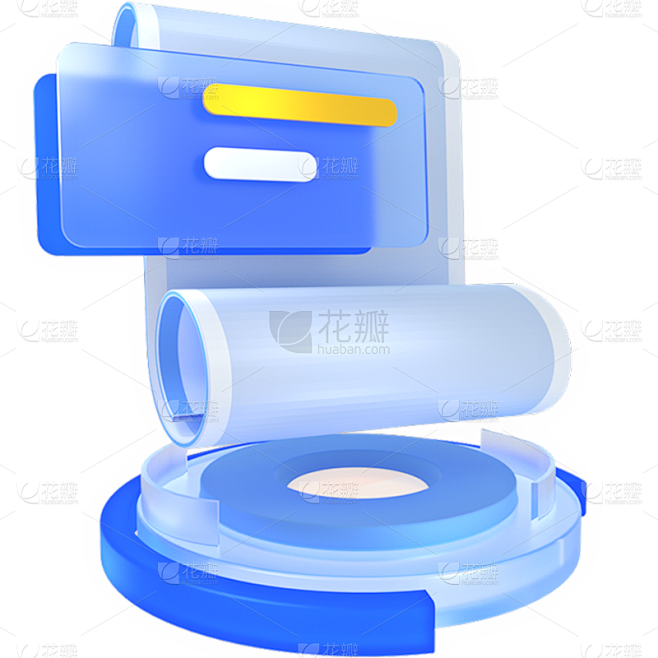 通用商务感金融3D立体毛玻璃金融图标元素...