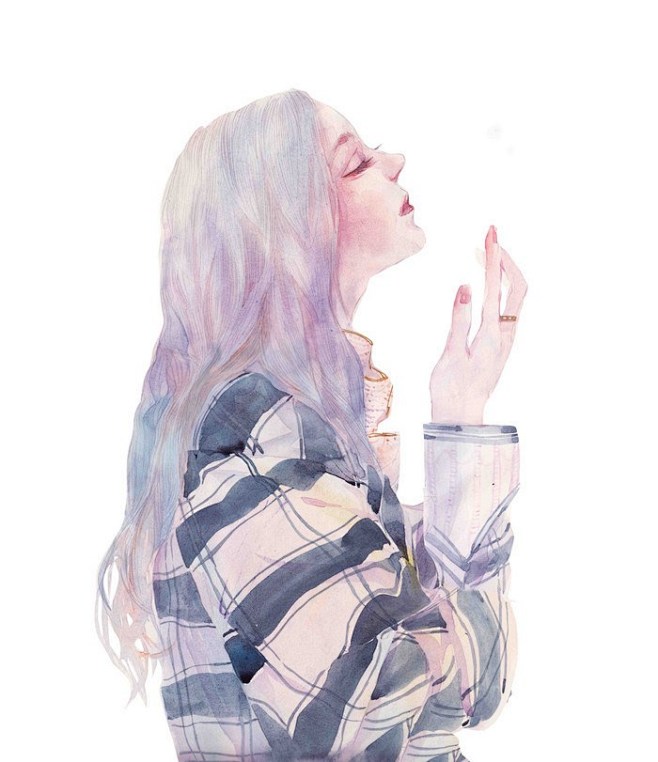 唯美水彩人物插画