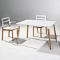 imuse榉木休闲长方桌子，白色时尚客厅实木餐桌  