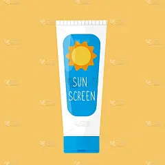Suncreen向量瓶。防晒乳管图解。防晒隔离的图标。