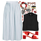 A fashion look from June 2017 featuring Monki, pleated midi skirt and block heel sandals. Browse and shop related looks.