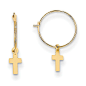 14k Yellow Gold Endless Hoop w/ Small Cross Earrings