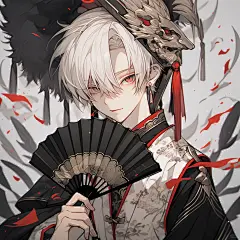 帅气男生头像｜羽——黑色系之扇子