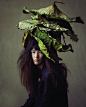 Avant Garde Design: Dried green leaves botanic hat | Vogue Girl Korea, April 2014.