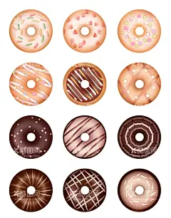 手绘甜甜圈插画甜点装饰素材图案  - 源文件下载【酷图网】卡通甜甜圈,手绘甜甜圈,甜甜圈插画,彩色甜甜圈,美食,矢量美食,卡通美食,手绘美食,美食插画,饮食,甜点,甜品,点心,糕点,烘焙,美味食物,矢量食物,卡通食物,手绘食物,食物插画