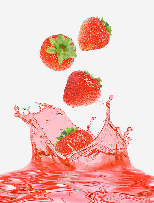 草莓果汁高清素材 水果 红色 飞溅的果汁...