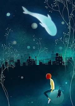 萌系小鲸鱼题材插画组图欣赏