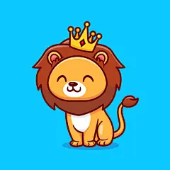 戴皇冠的小狮子卡通插画
