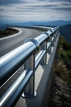 造型新颖的公路不锈钢护栏摄影图片
