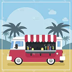 夏季饮料和冰沙卡车