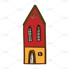 可爱的,绘画插图,卡通,建筑,房屋,矢量,小的,白色背景,儿童,高雅