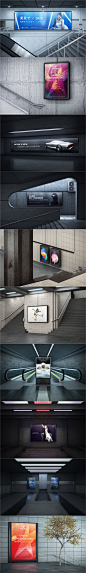 71204-20款城市地铁电梯机场楼道地下通道灯箱广告牌灯箱海报PS样机模板 (7)