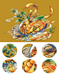 三款口味油泼面包装插画插画设计