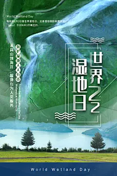 保护湿地世界湿地日海报设计