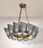 Max Ingrand; Brass and Glass Ceiling Light for Fontana Arte, 1950s.