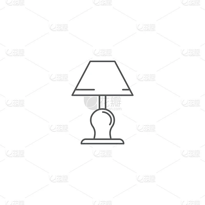 Table lamp vector icon isolated on white backgroun素材-花瓣网