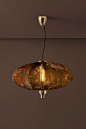 ORIENTE A : ORIENTE A  Dimoremilano  Ceiling lamp in painted metal covered with printed silk available in floral motif or plain silk (cream/off white color).  Decorative details in polished brass and painted metal in three colors.  Ribbed glass internal l