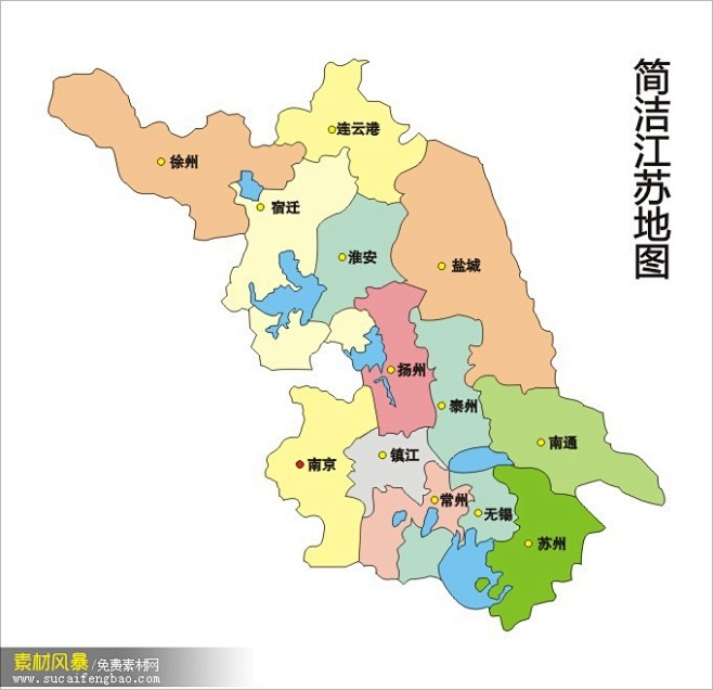 简洁江苏省地图_矢量地图_素材风暴(ww...