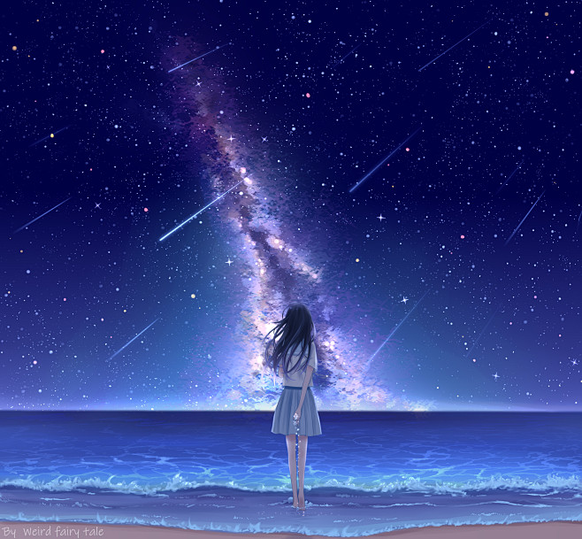 海滩少女_诡异童话__插画师作品_涂鸦王...