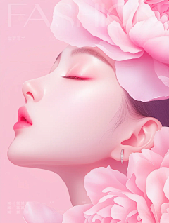 喜欢小卷子的瑟瑟仔采集到粉色背景AI人物